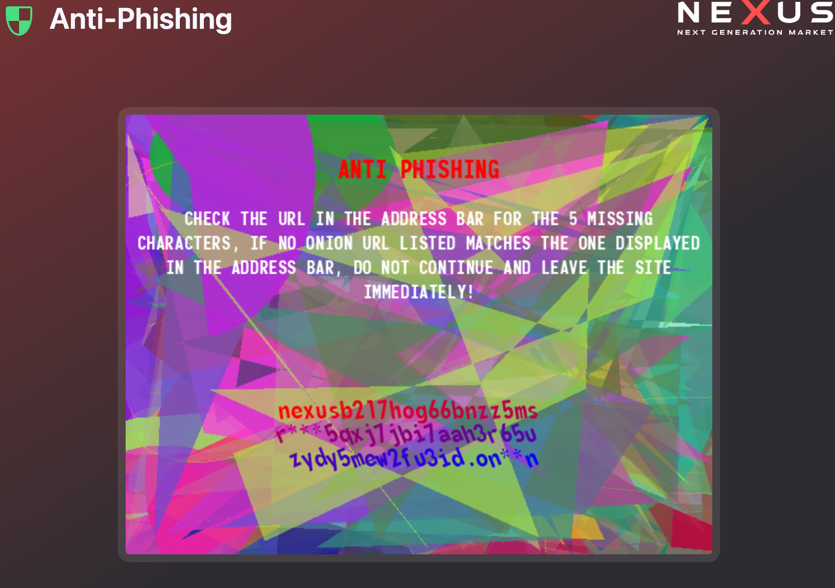 Anti-phishing protection on Nexus Market
